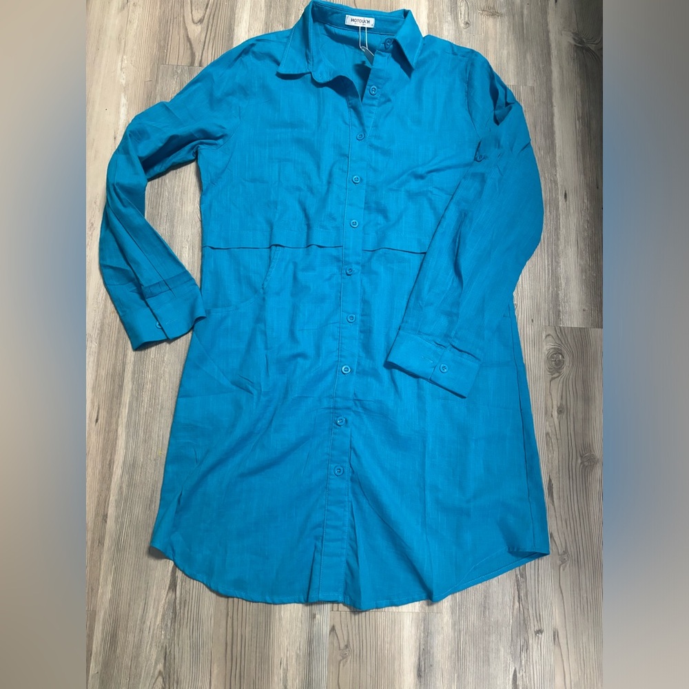 Hot Touch Oversized Small Shirt Dress with Pockets NWT pit to pit 20length is 34